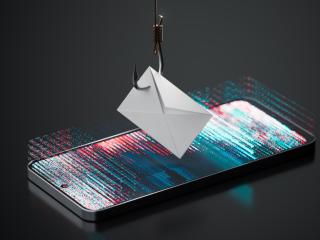 Email on a fishing hook being stolen from a mobile phone